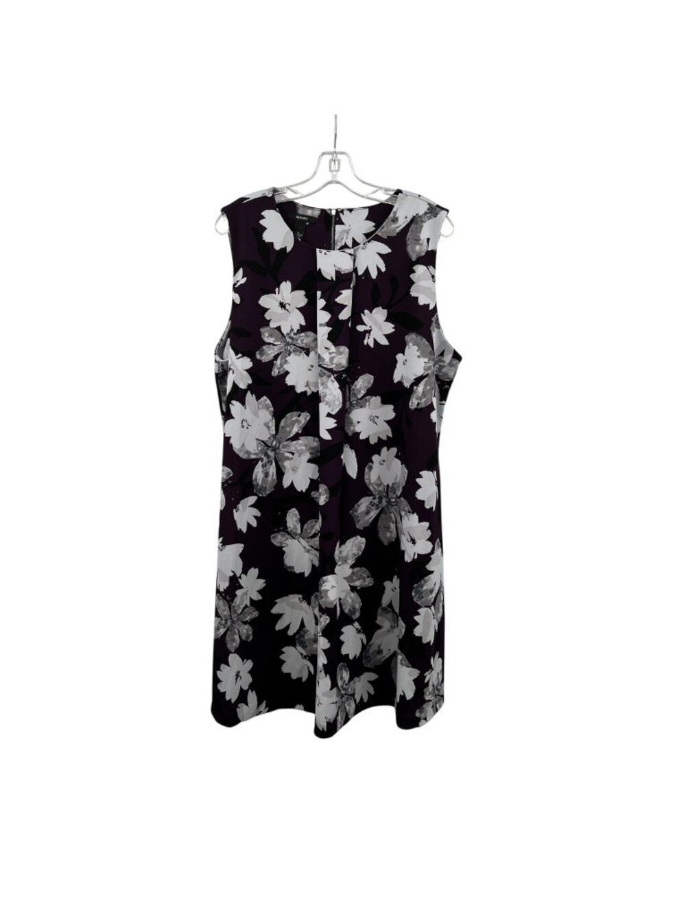 ALFANI Floral Shift Dress Sleeveless Purple/Multi Pleat Womens Size 16 Zip